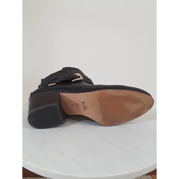 Womens Coach New York Pauline Black Leather & Suede Ankle Booties Emblem NWOT - Picture 5 of 12